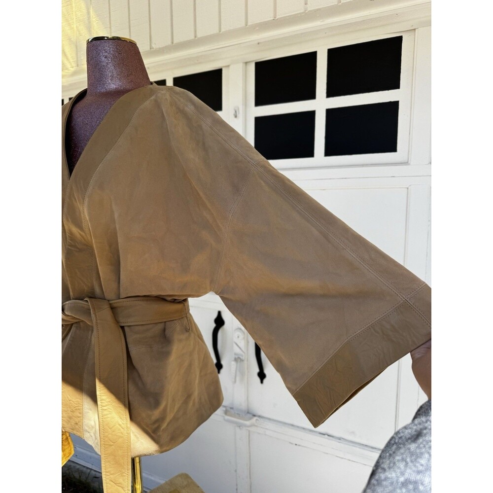 Gap Limited Edition Belted Suede Topper Jacket, khaki SIZE L Kimono Leather Boho - Picture 8 of 13